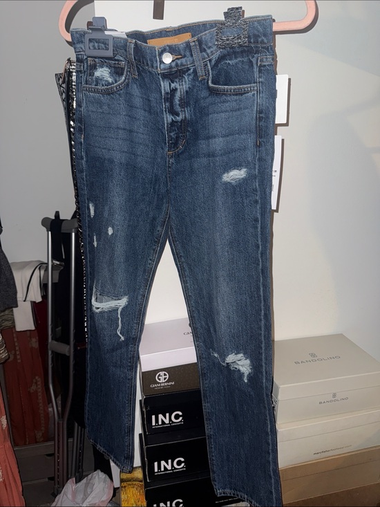 Joe's Jeans Denim - Joe's Jeans Distressed Dark Blue Straight Leg Jeans